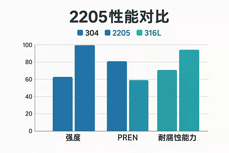 2205 性能对比图（与304_316L