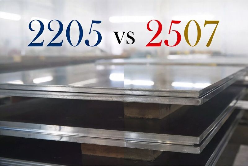 2205 与 2507 双相不锈钢板材堆叠对比图