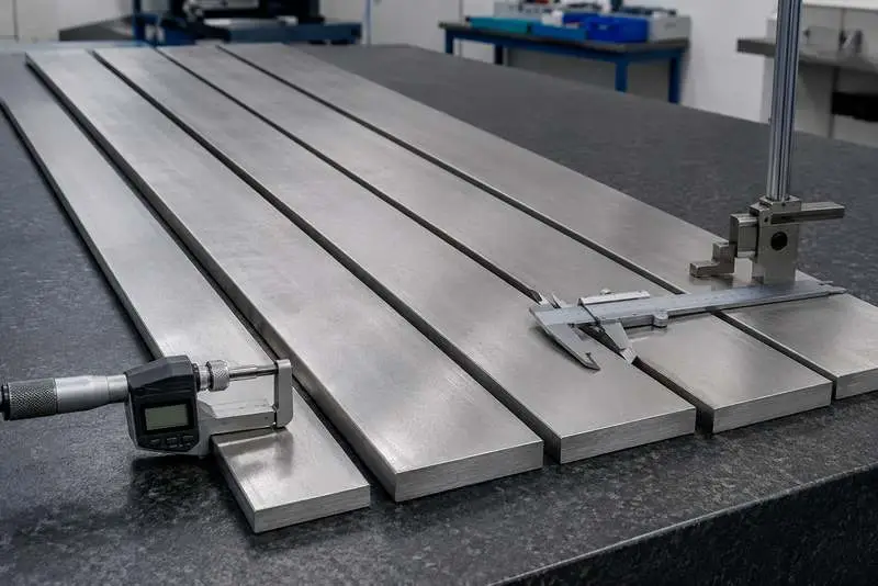 2205双相钢热轧扁钢使用测量工具进行厚度和宽度检测